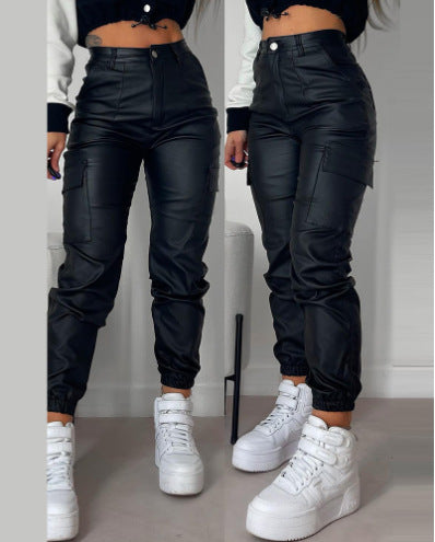 Cargo PU Casual Pants
