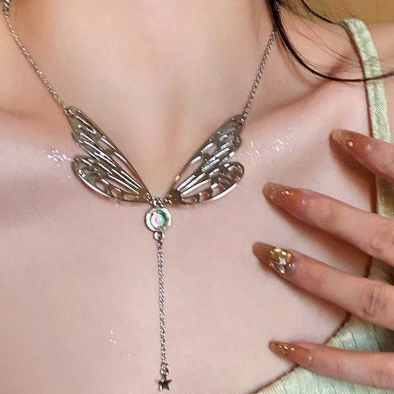 Elegant Butterfly Wings XINGX Tassel Clavicle Chain