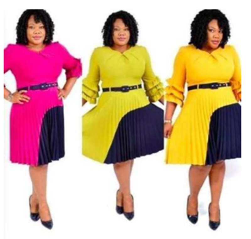 New Stitching Dress With Belt