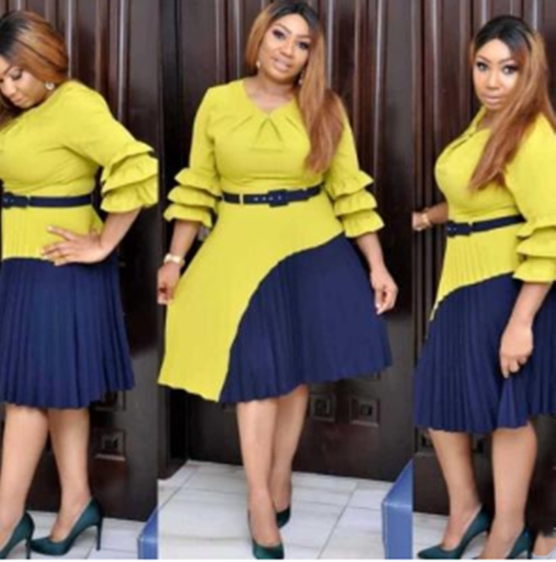 New Stitching Dress With Belt