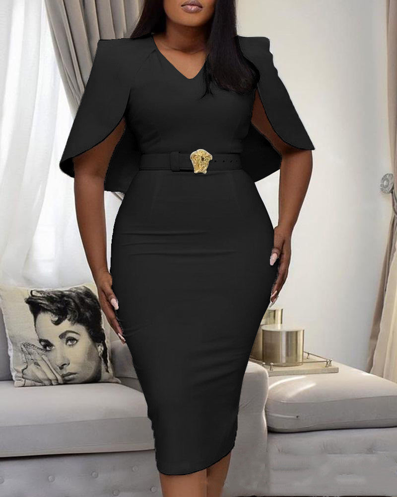 Cape Style Midi Dress