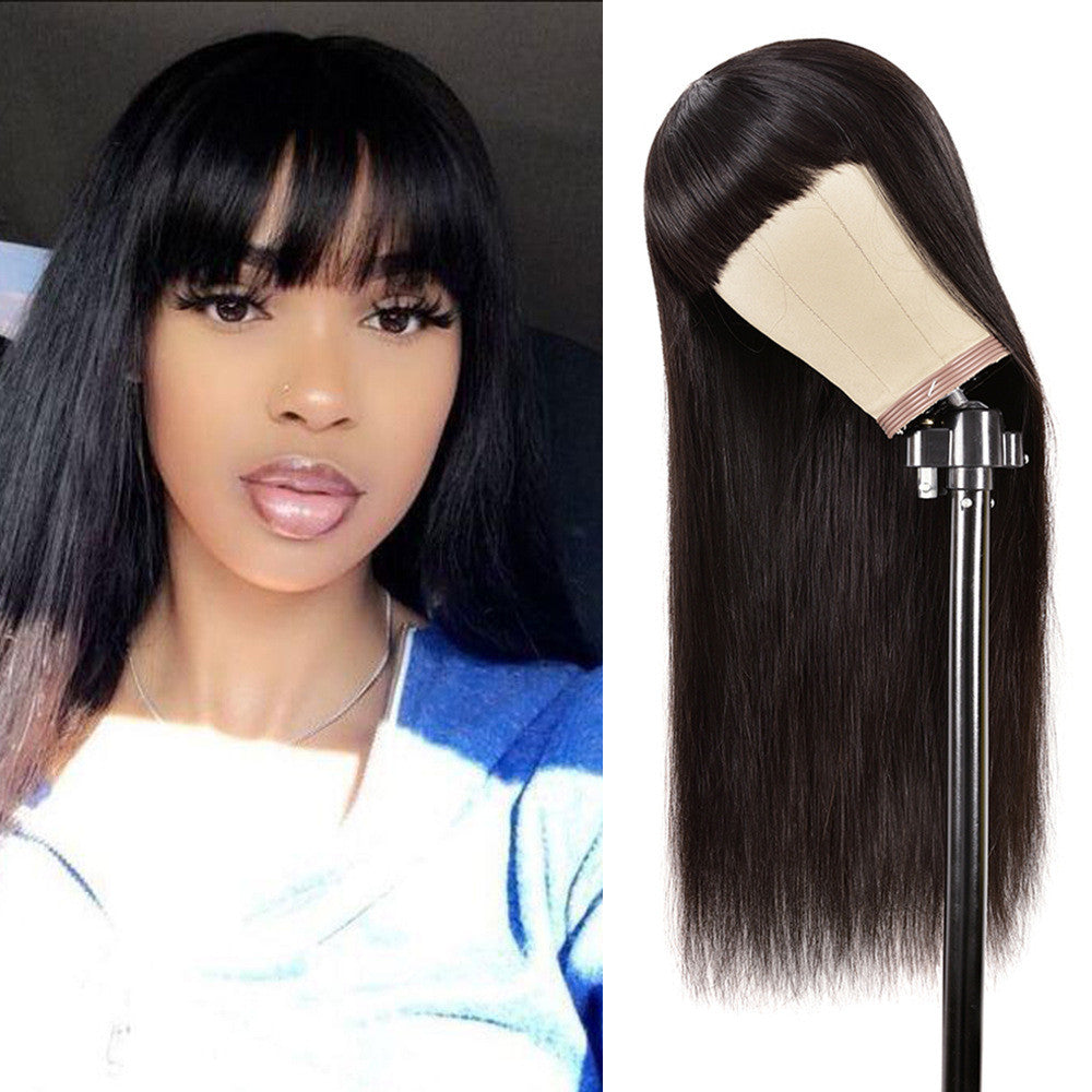 100% Straight Human Hair With Bang