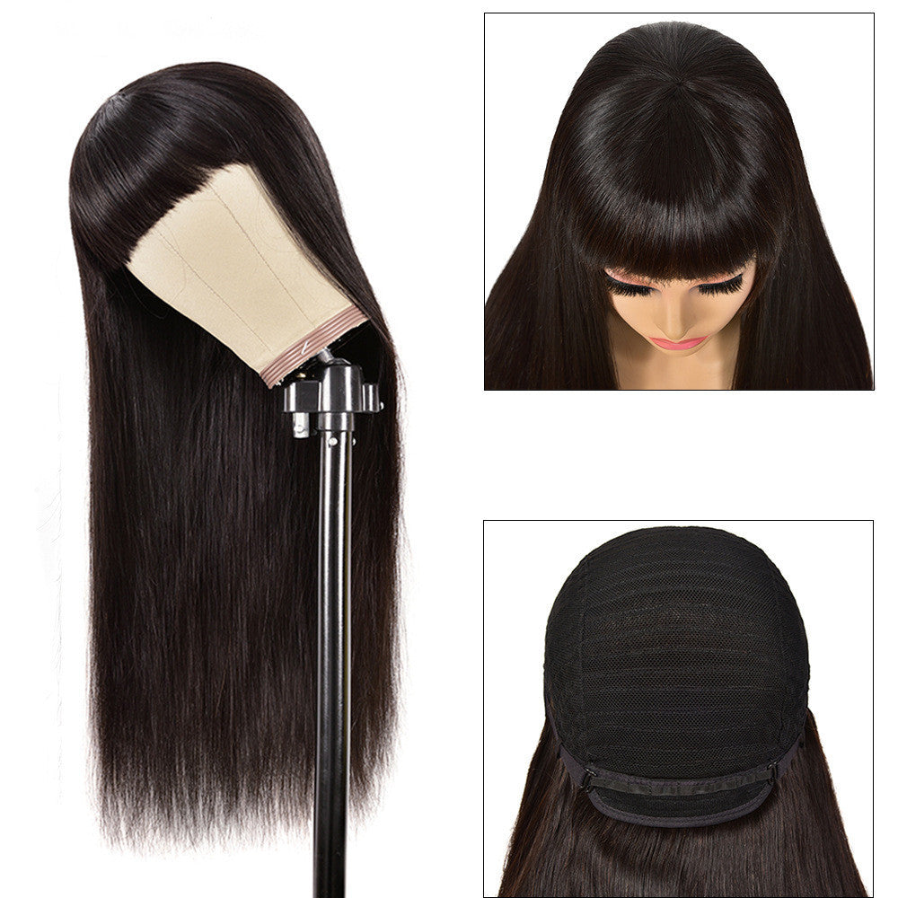 100% Straight Human Hair With Bang
