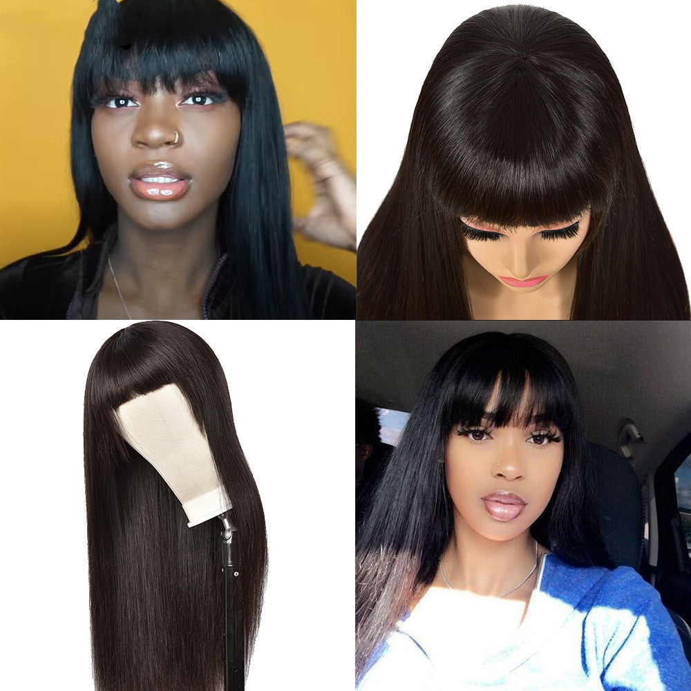 100% Straight Human Hair With Bang