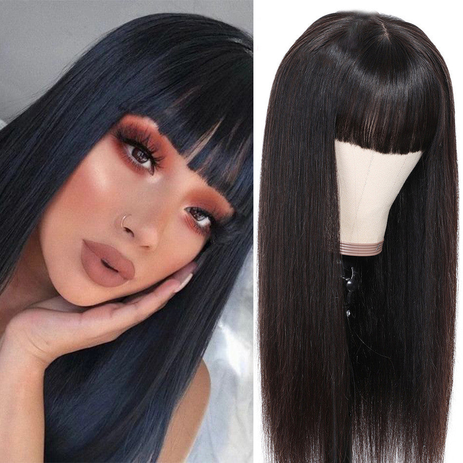 100% Straight Human Hair With Bang