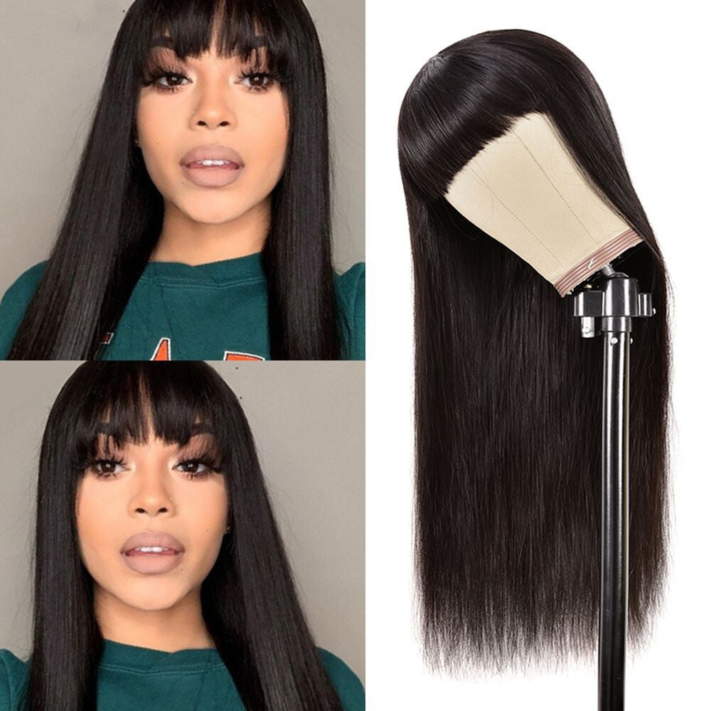 100% Straight Human Hair With Bang