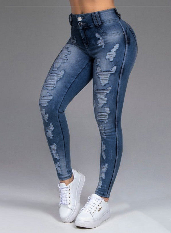 Ladies Ripped Stretch Jeans