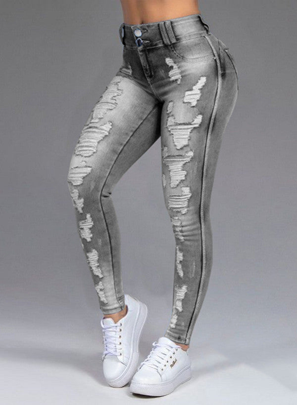 Ladies Ripped Stretch Jeans