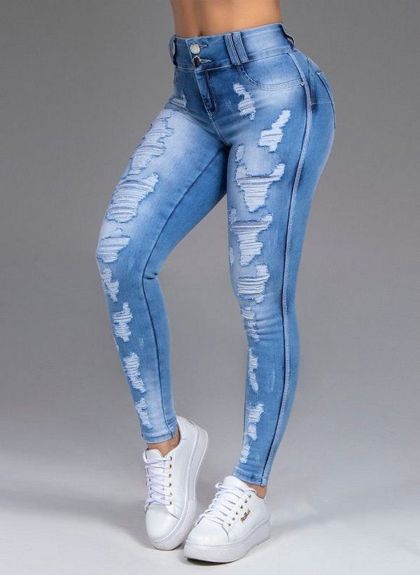 Ladies Ripped Stretch Jeans