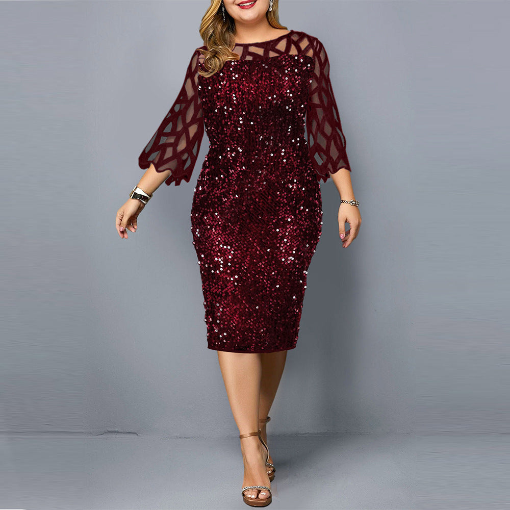 Sequin Plus Size Women's Sexy Dress