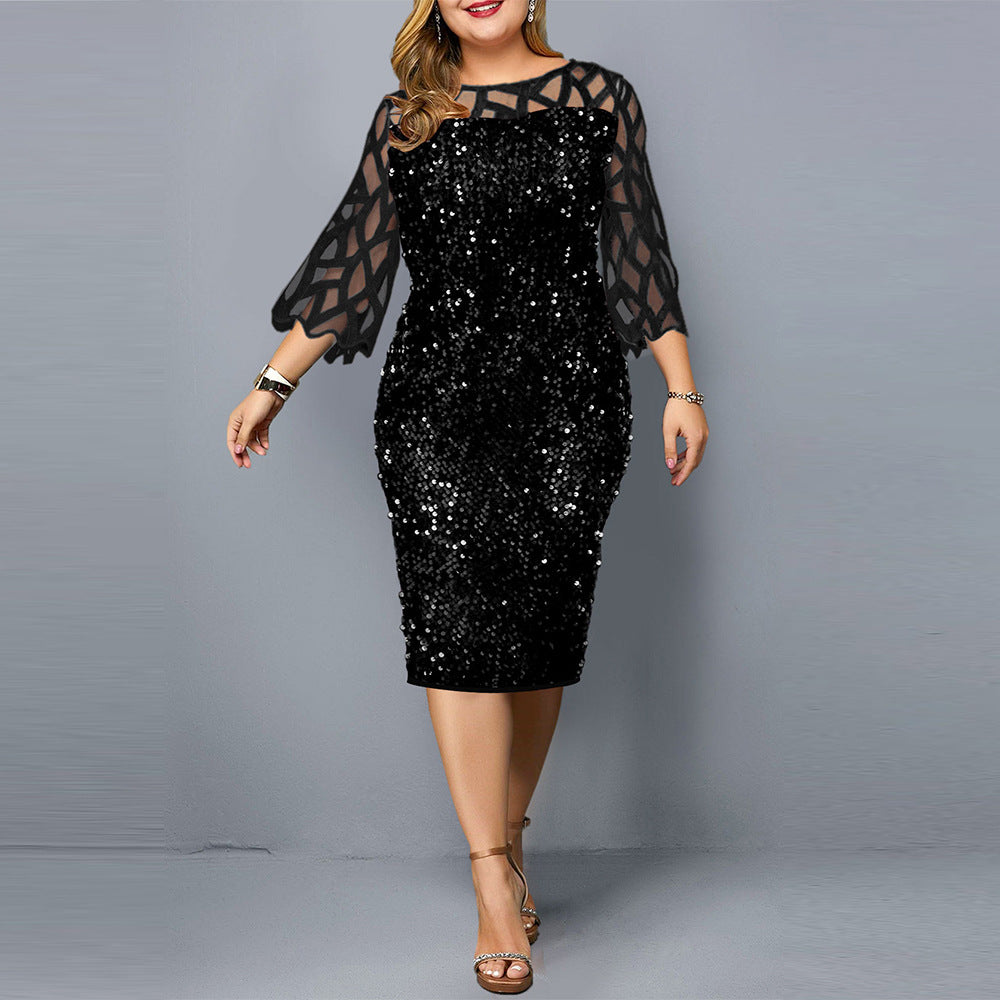 Sequin Plus Size Women's Sexy Dress