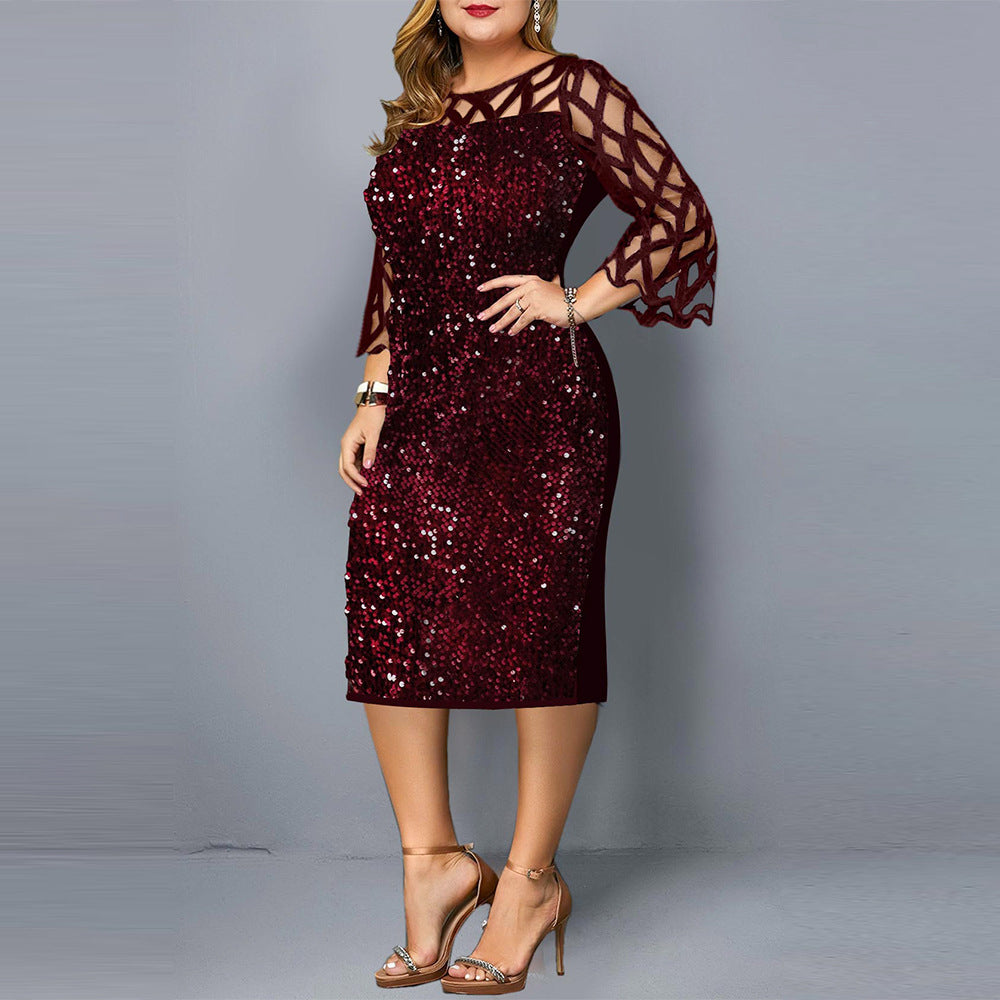 Sequin Plus Size Women's Sexy Dress