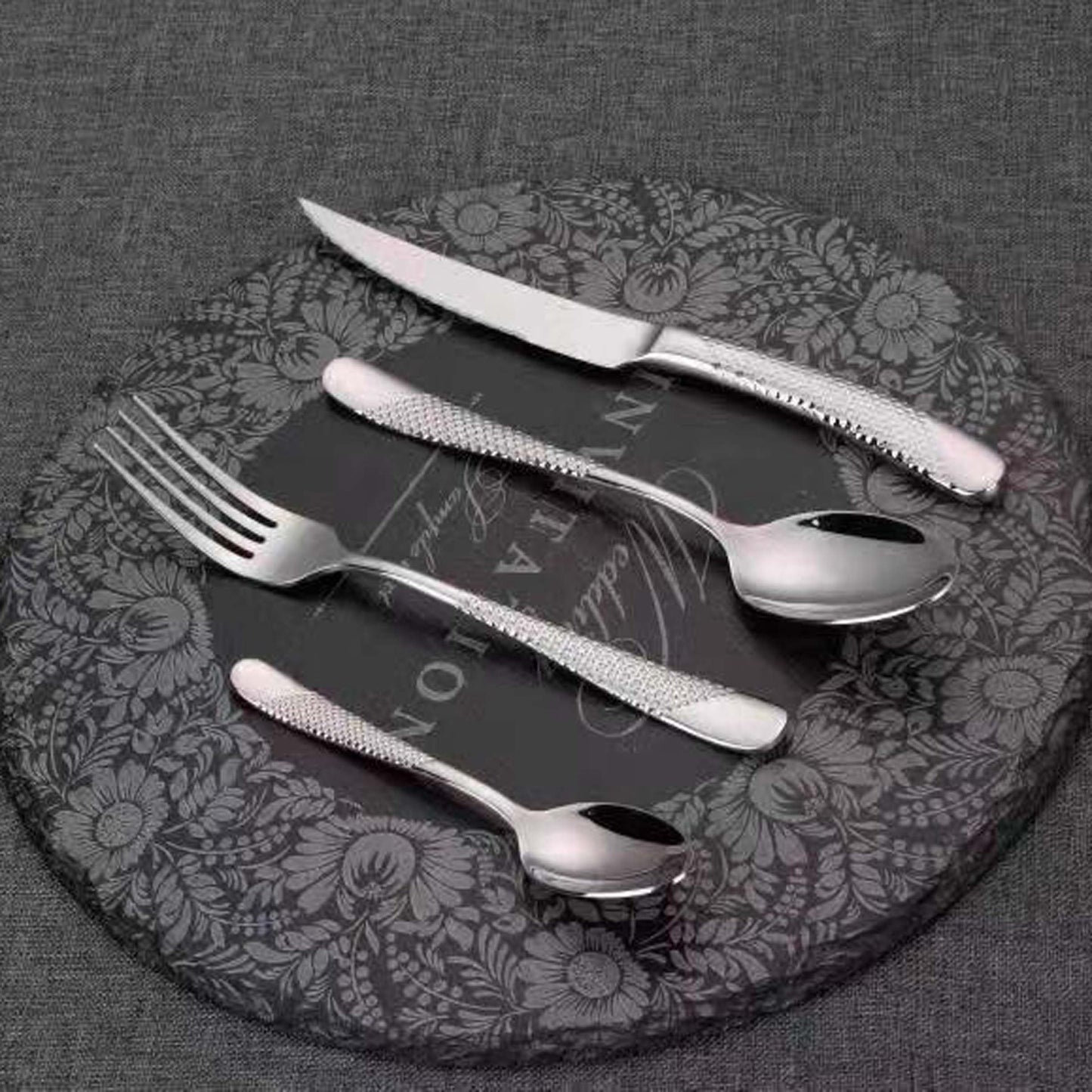 Titanium plated stainless steel tableware set