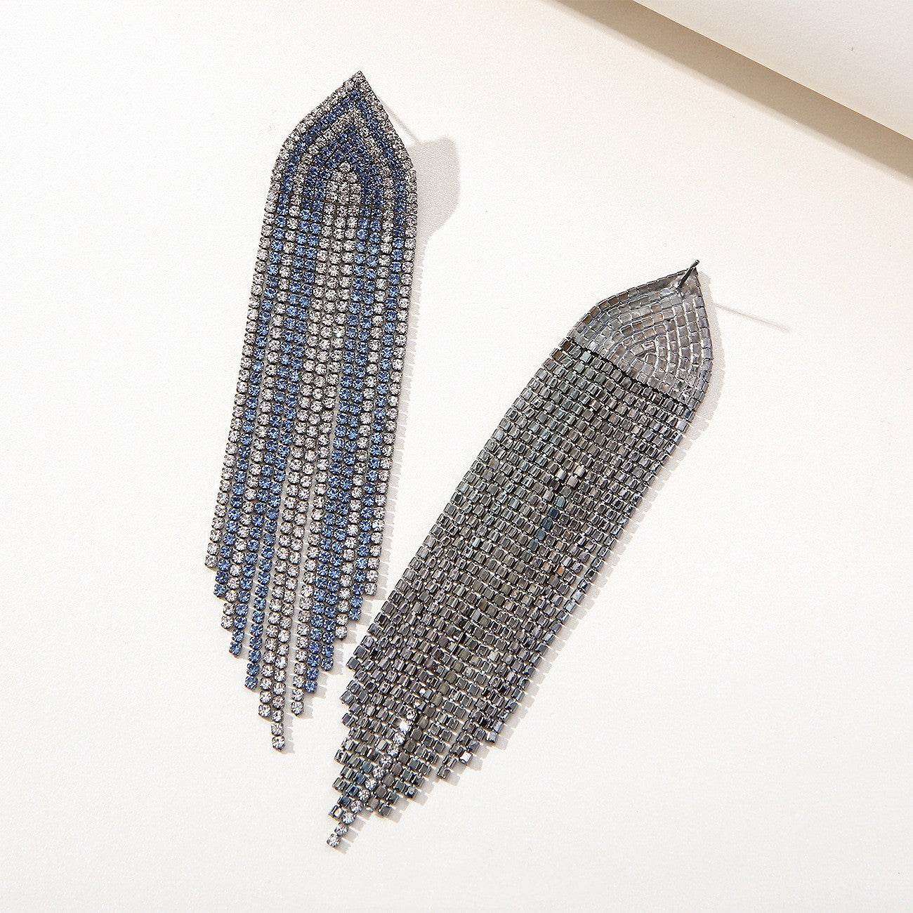 Geometric Two-tone Diamond-studded Tassel Earrings Exaggeration