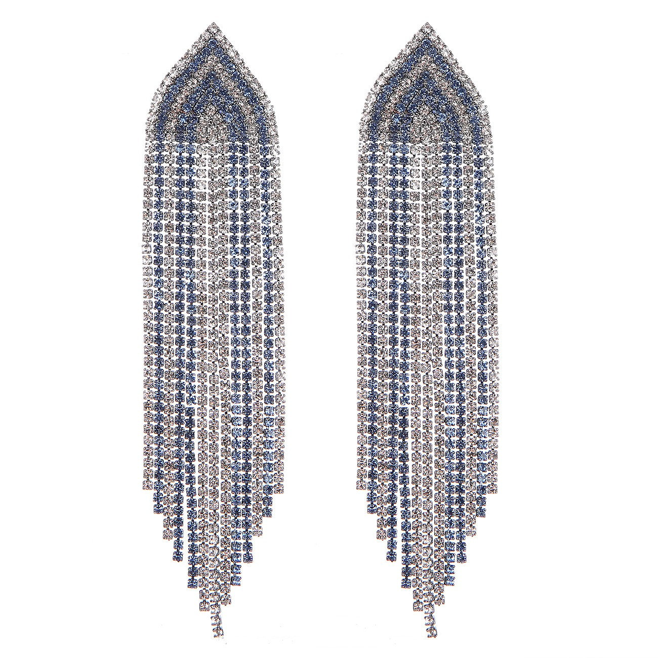 Geometric Two-tone Diamond-studded Tassel Earrings Exaggeration