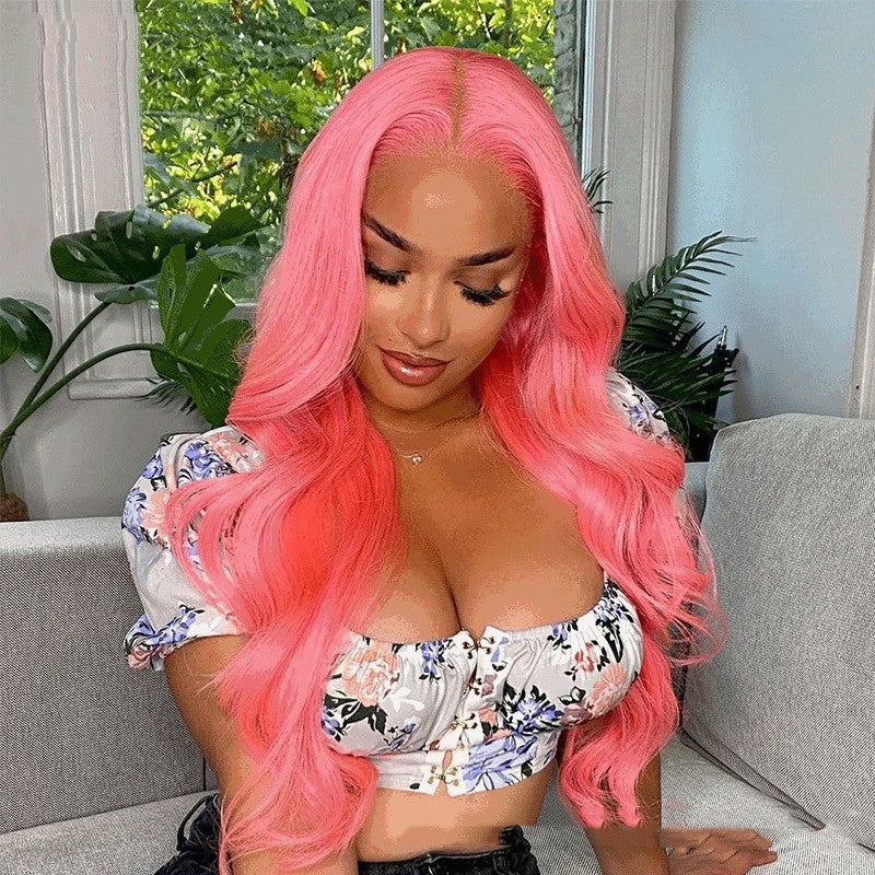 Hot Pink 4x4 Women Human Hair Wig