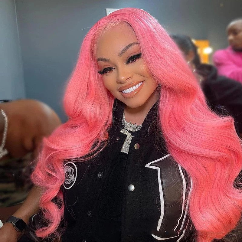 Hot Pink 4x4 Women Human Hair Wig