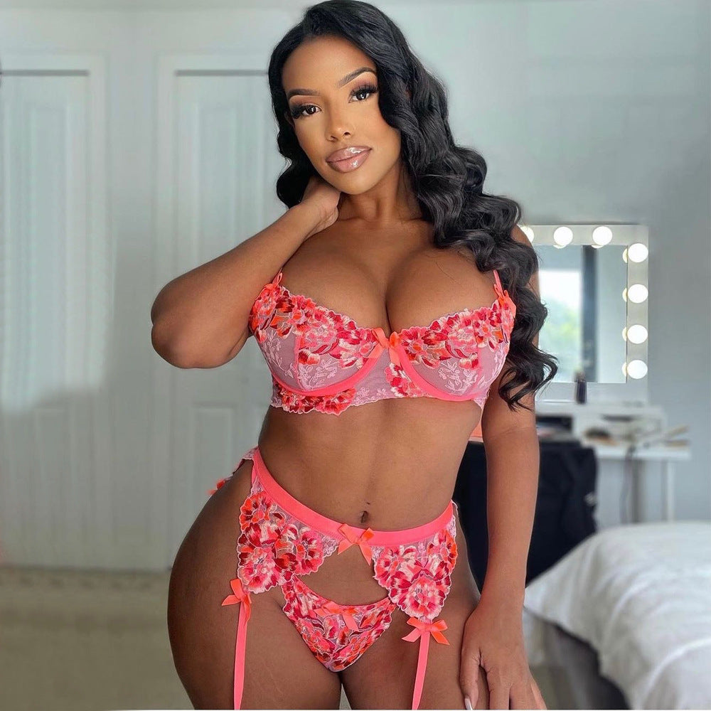 Bright Embroidered Lingerie Set