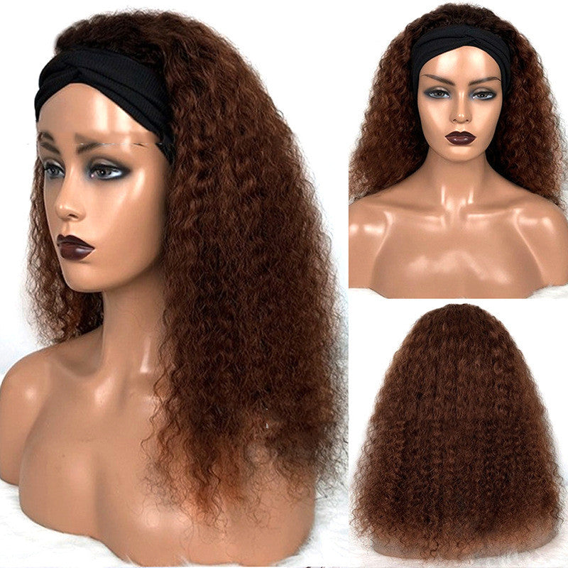 Human Hair Wig Jerry Curl With Headband
