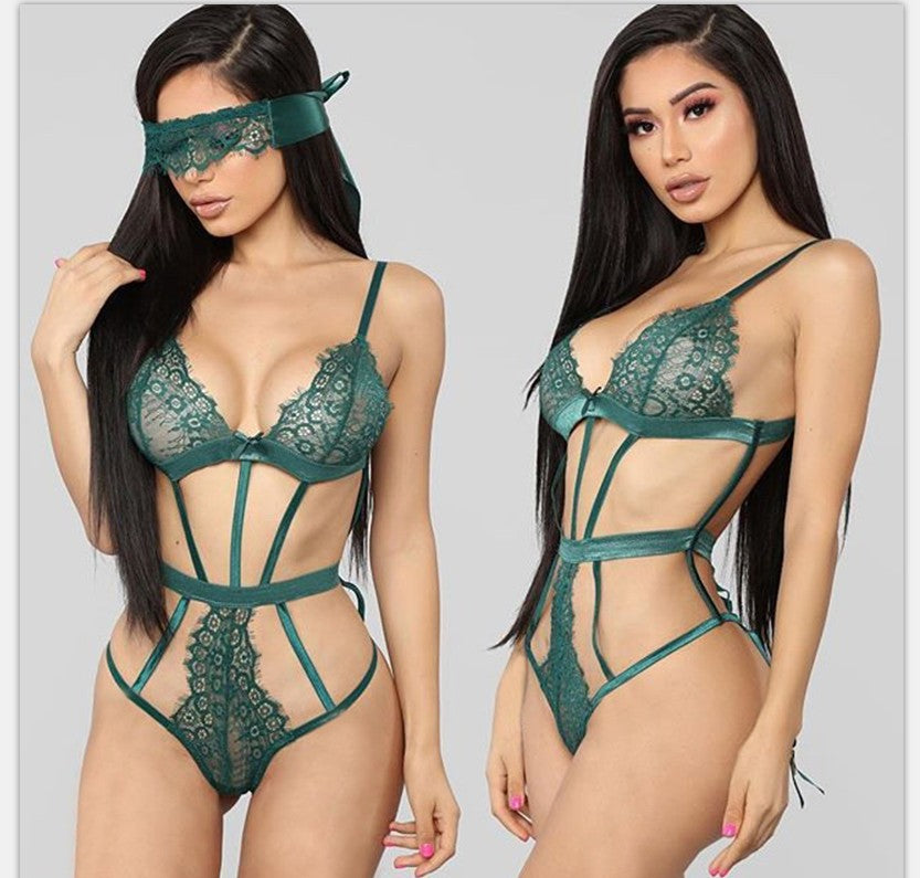 Two-Piece Sexy Lace Teddy & Eye Mask
