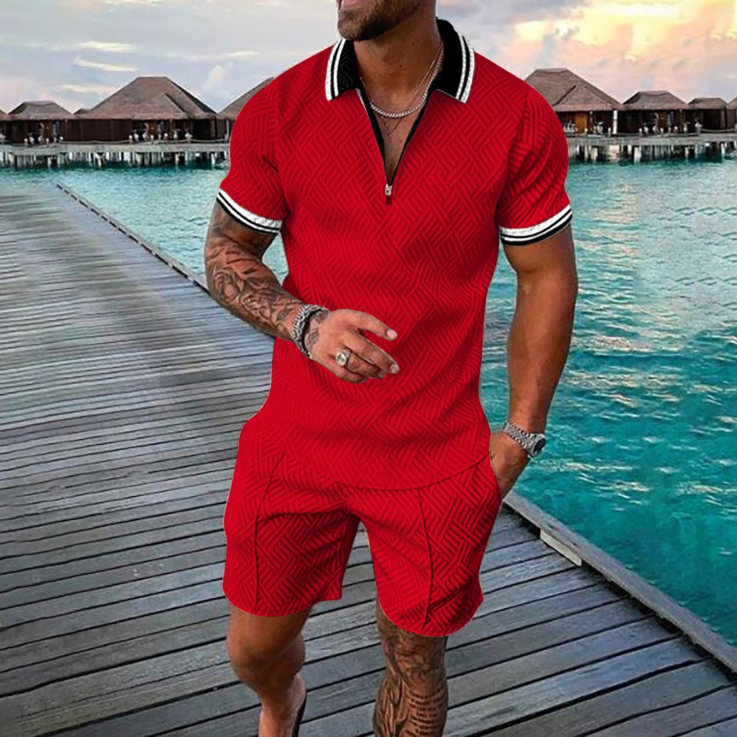 Flame Pattern Spot 3D Printed Short Suit
