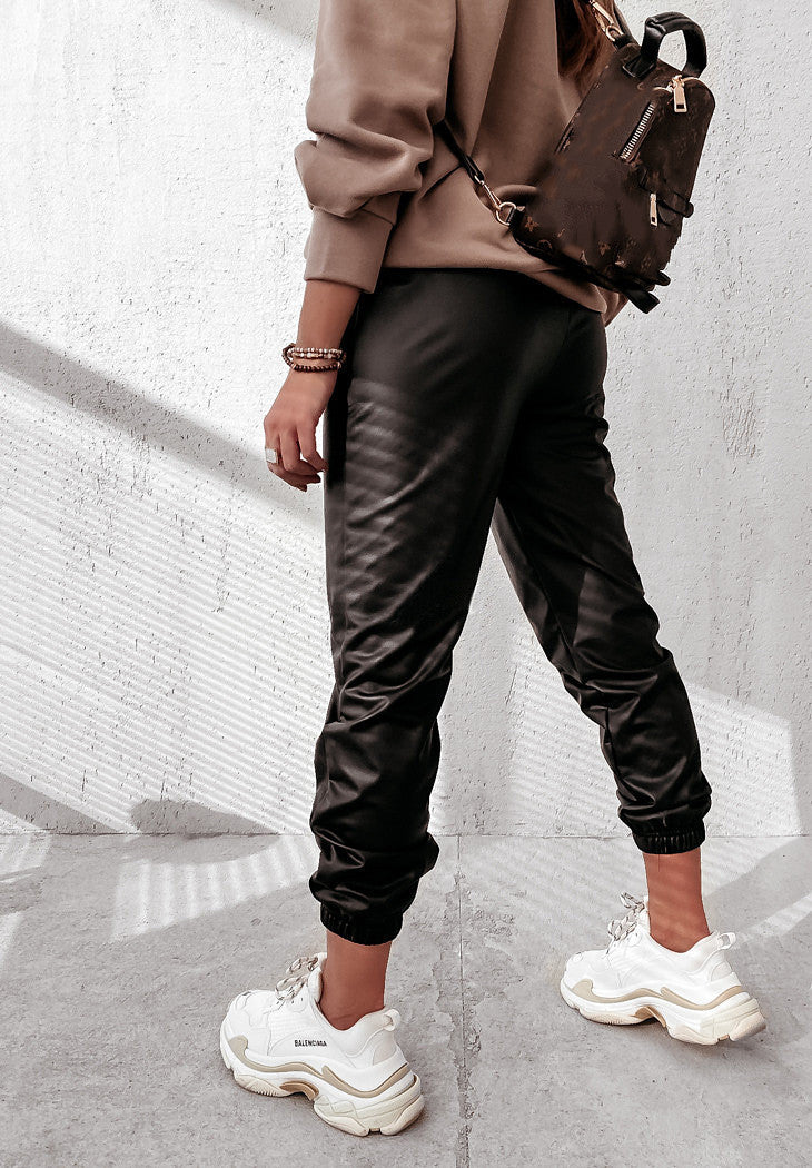 Women Casual Faux Leather Pants