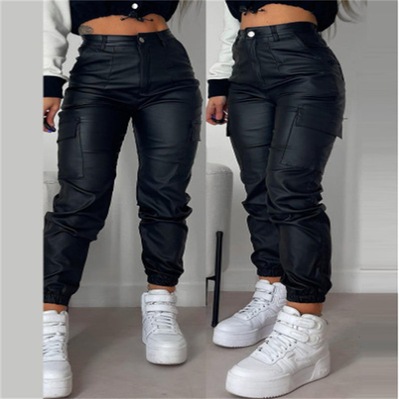 Cargo PU Casual Pants
