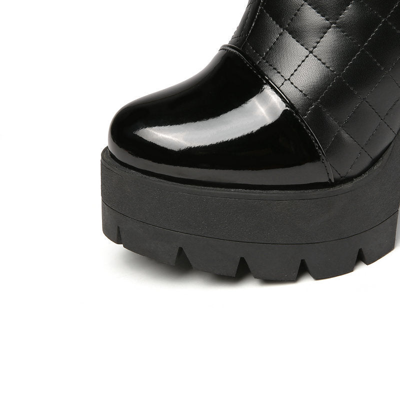 Block Heel Tall Women's Boots Side Zipper