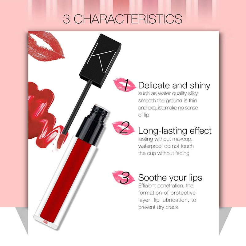 Matte Smooth Lipstick Liquid Waterproof Long Lasting