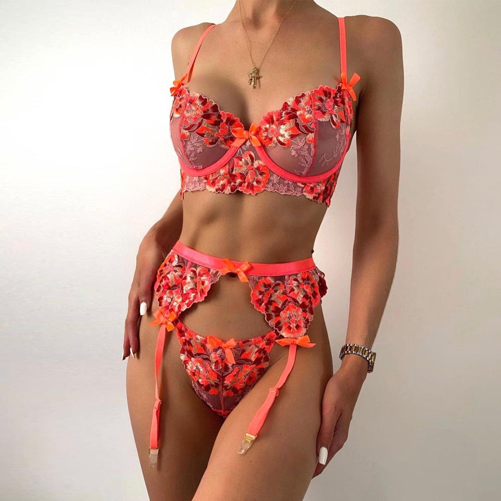 Bright Embroidered Lingerie Set