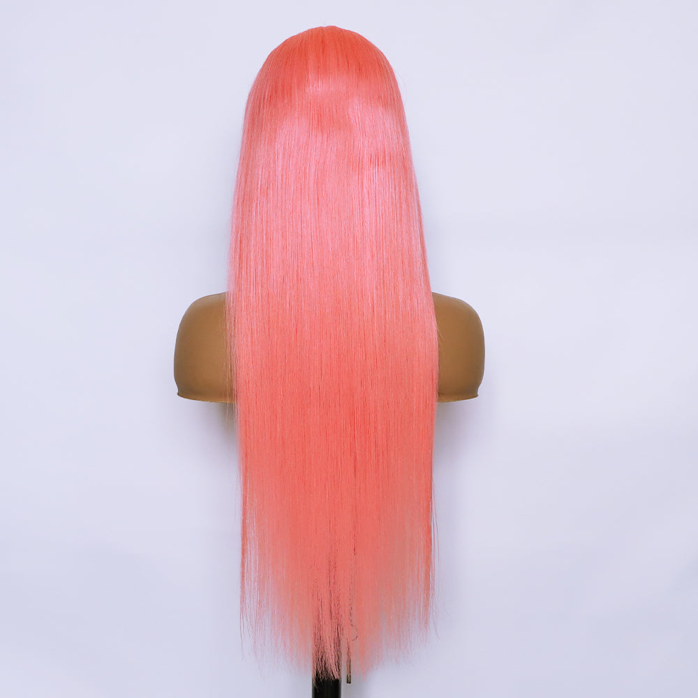 Light Pink Straight Human Hair 13x4 Front Lace