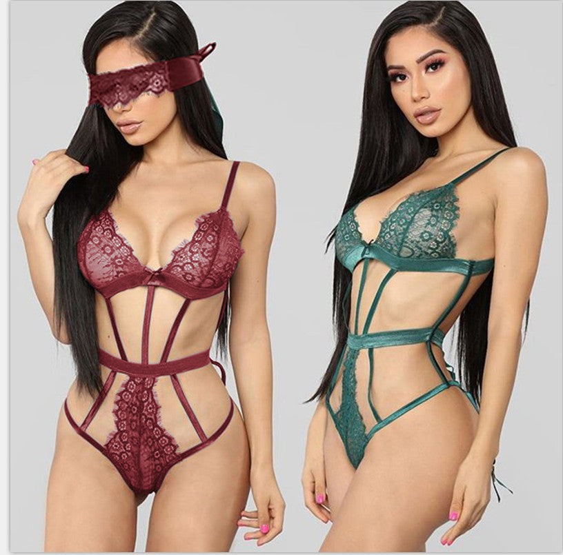 Two-Piece Sexy Lace Teddy & Eye Mask