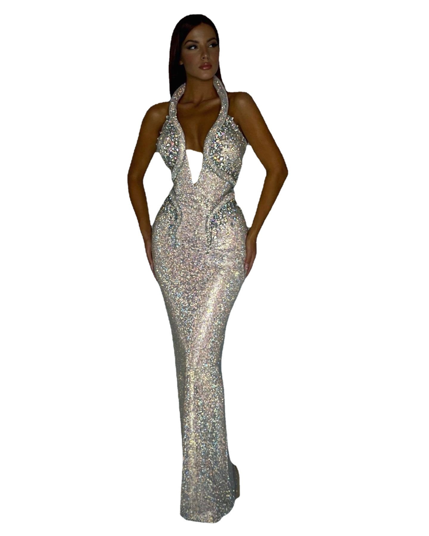 Red Carpet Sequined Sheath Evening Dress