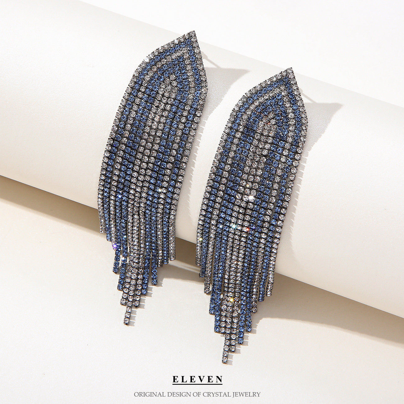 Geometric Two-tone Diamond-studded Tassel Earrings Exaggeration