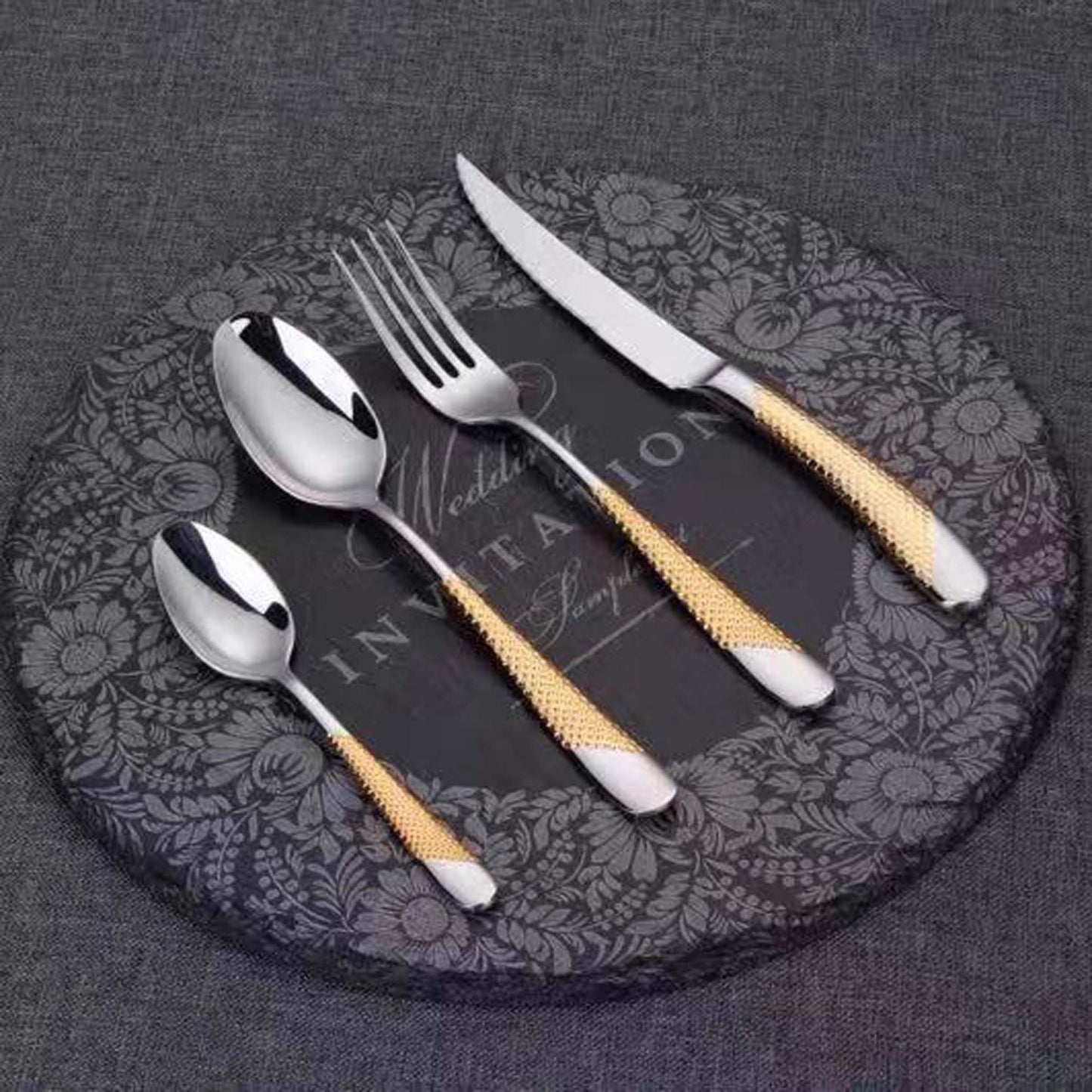 Titanium plated stainless steel tableware set