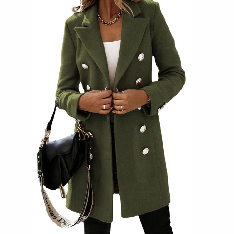 Winter Long-sleeved Double-breasted Woolen Coat