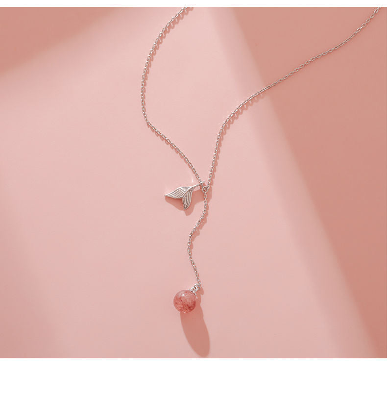 New Sweet Elegance Fishtail Strawberry Quartz Necklace