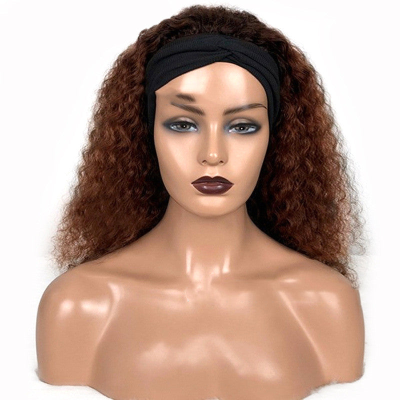 Human Hair Wig Jerry Curl With Headband