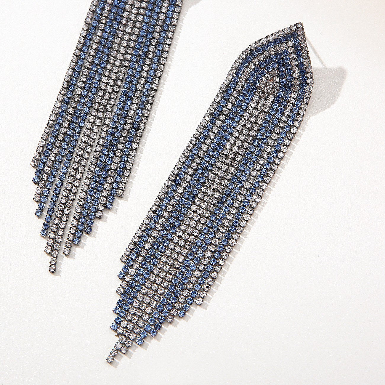 Geometric Two-tone Diamond-studded Tassel Earrings Exaggeration