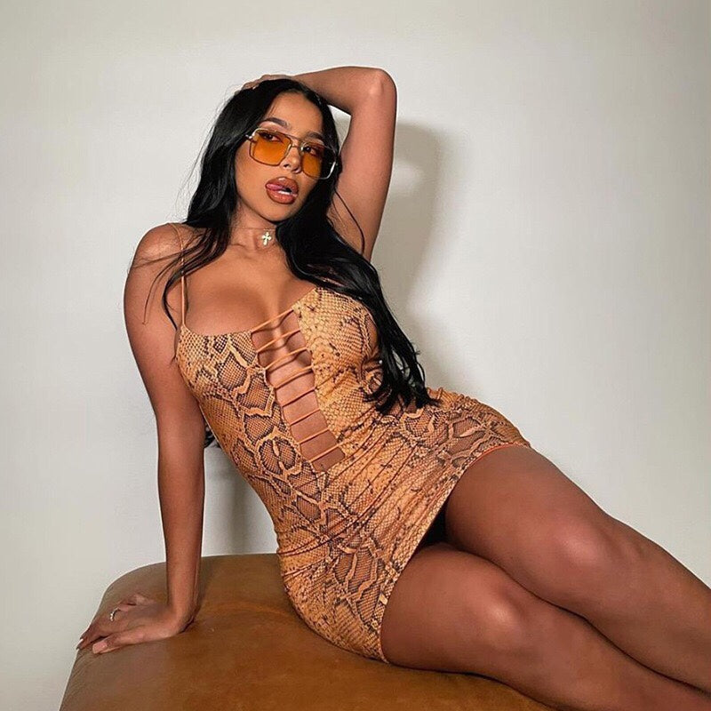 Snake Print Mini Dress