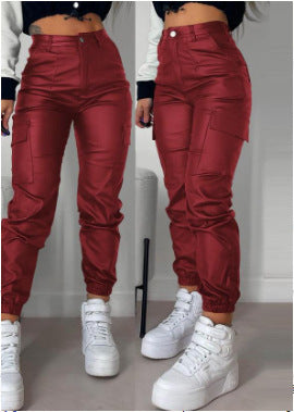 Cargo PU Casual Pants
