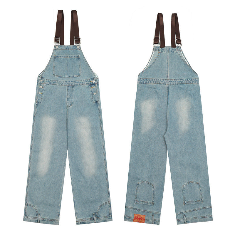 Retro Denim Wide Leg Straight Casual Jumpsuit
