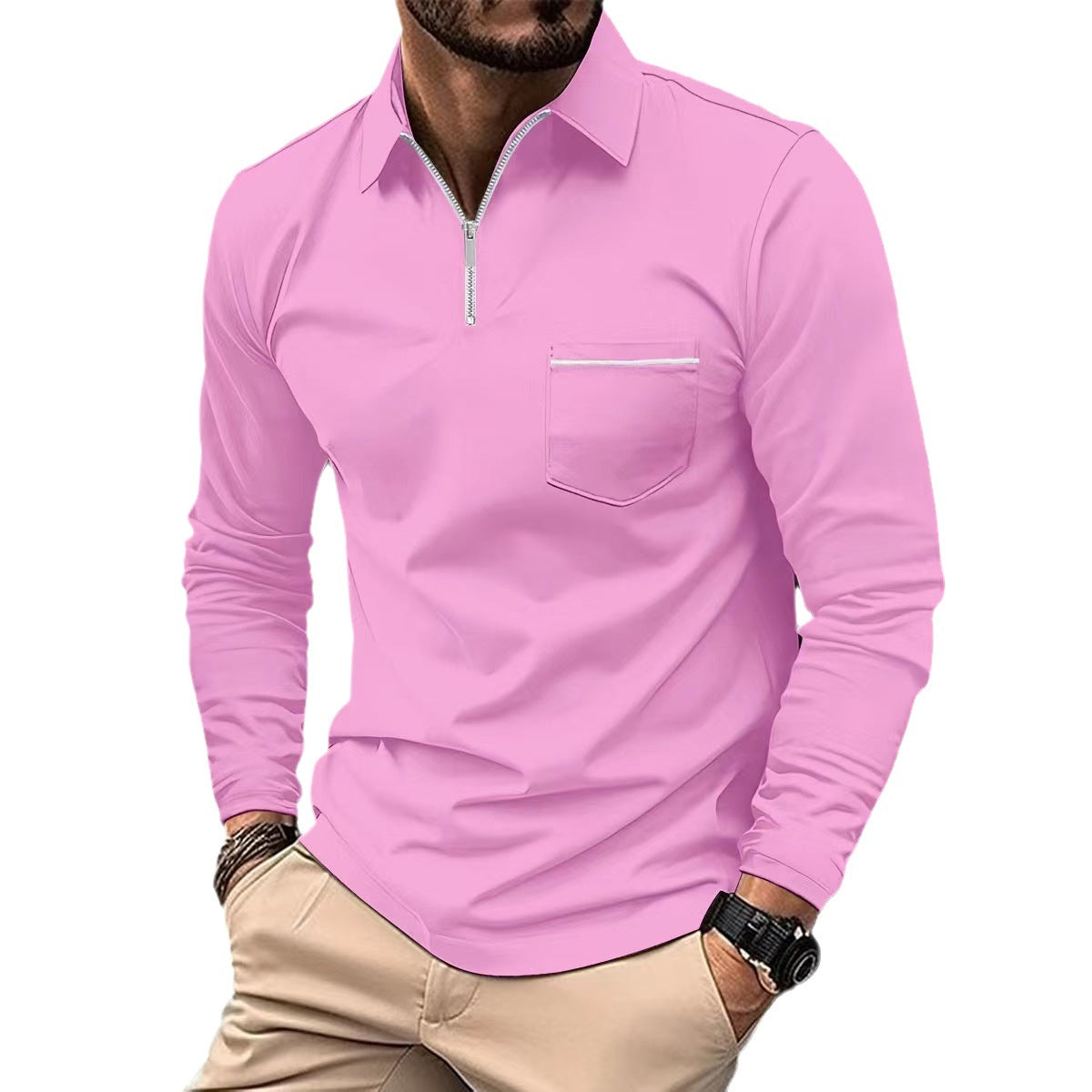Zipper Pocket Sports Polo Shirt