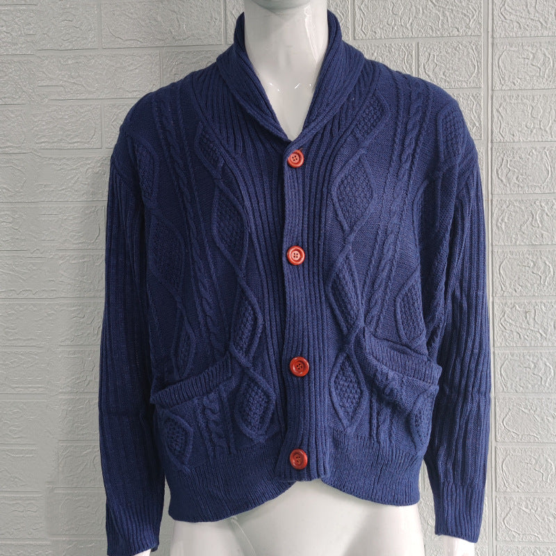 Men's Winter Solid Color Long Sleeve Knitted Coat
