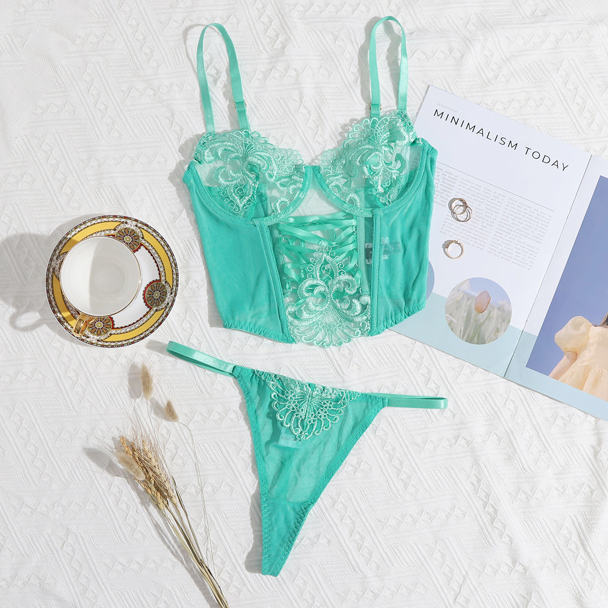 Lily Embroidery Lingerie Set