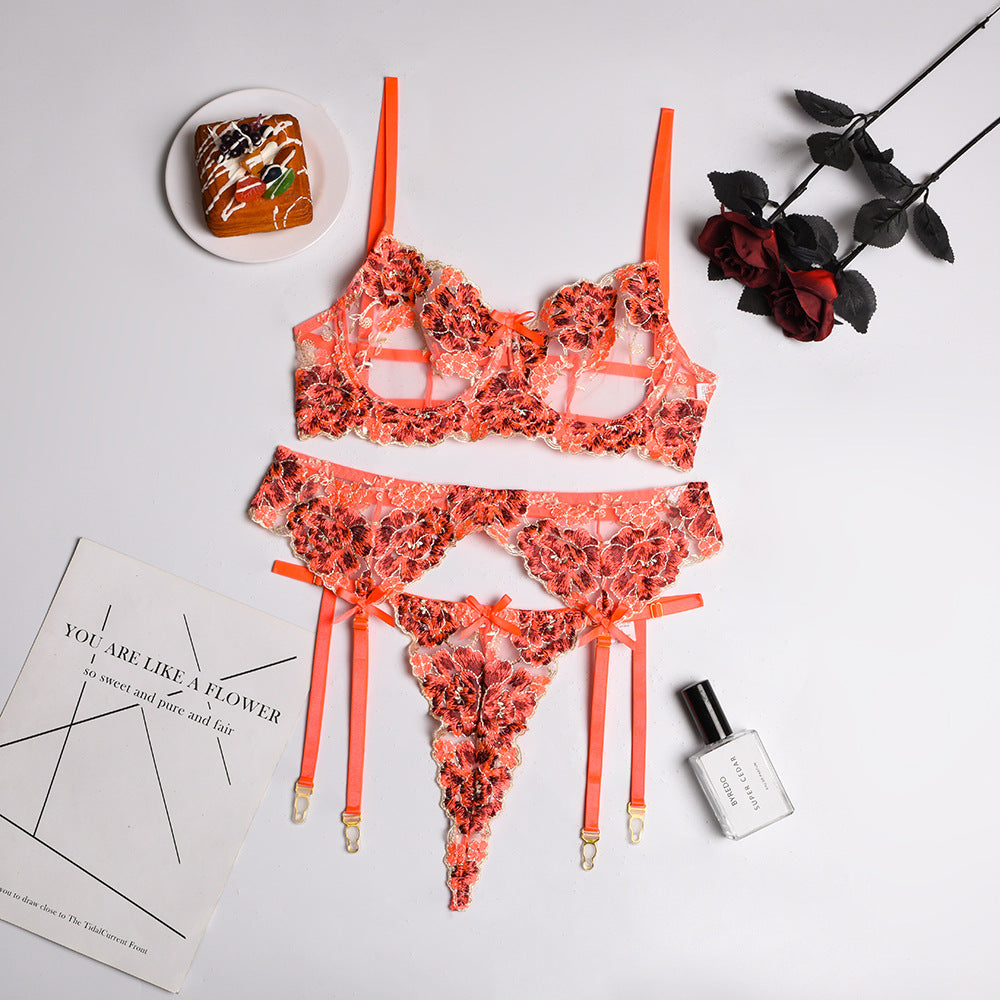 Bright Embroidered Lingerie Set