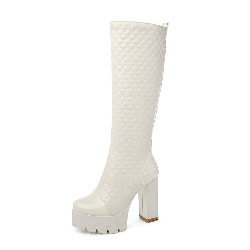 Block Heel Tall Women's Boots Side Zipper