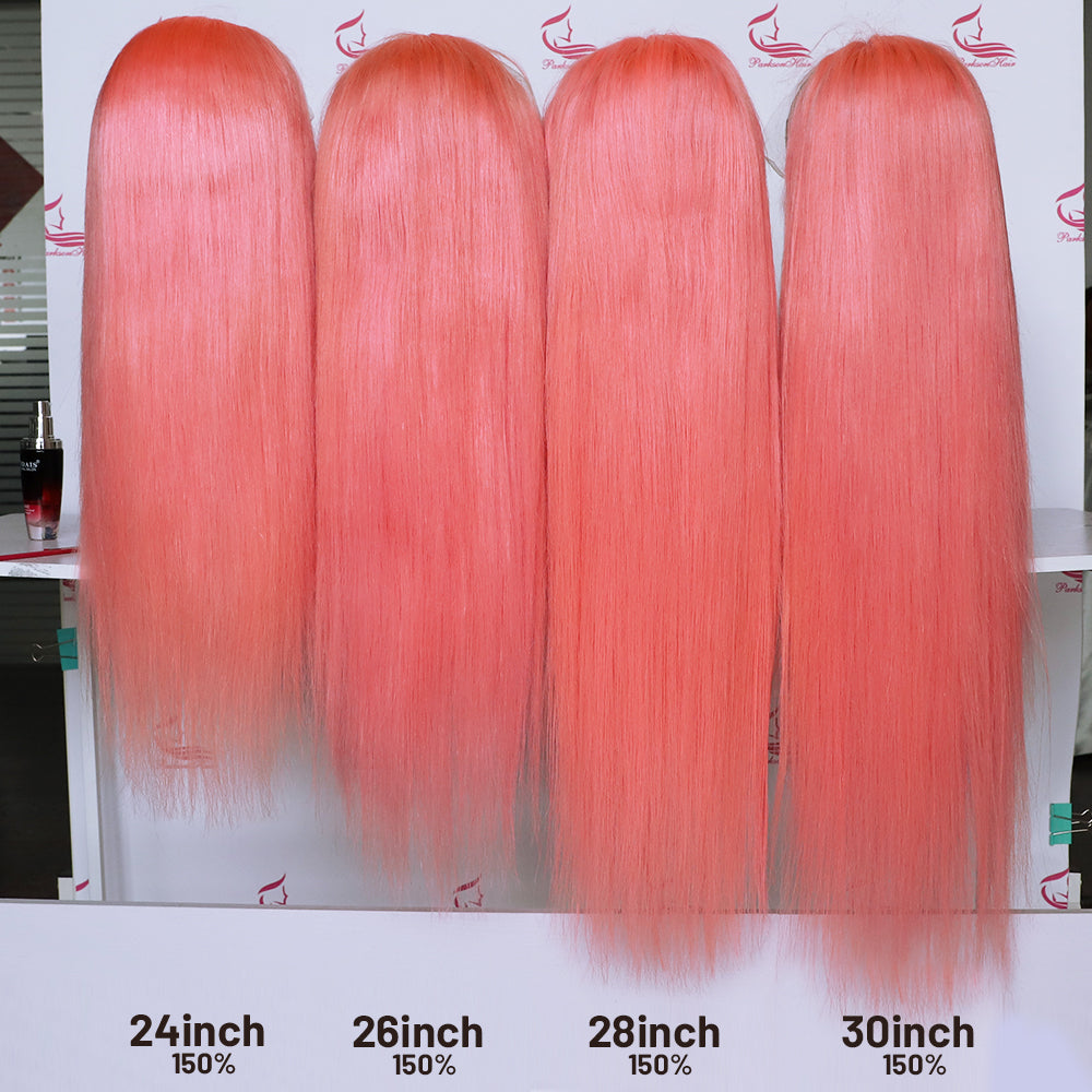 Light Pink Straight Human Hair 13x4 Front Lace