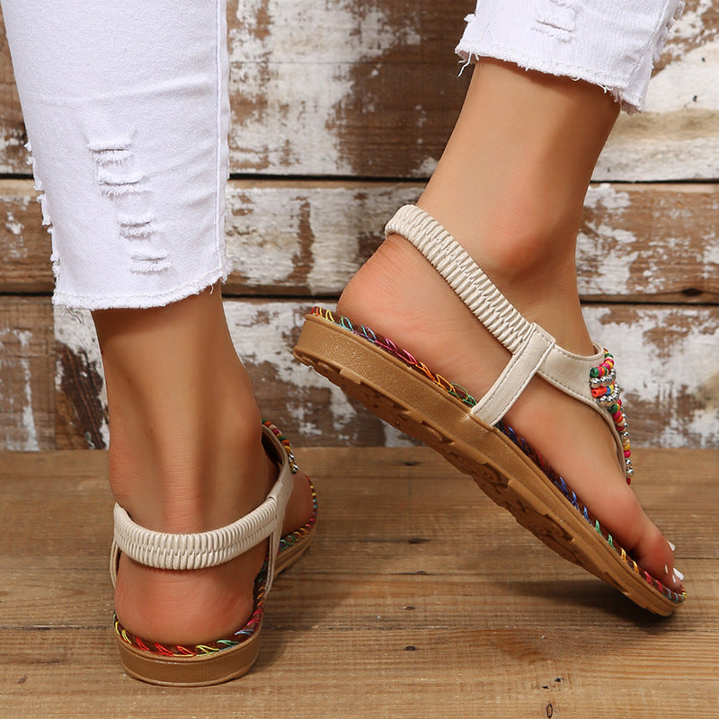 Beaded Flat Sandals