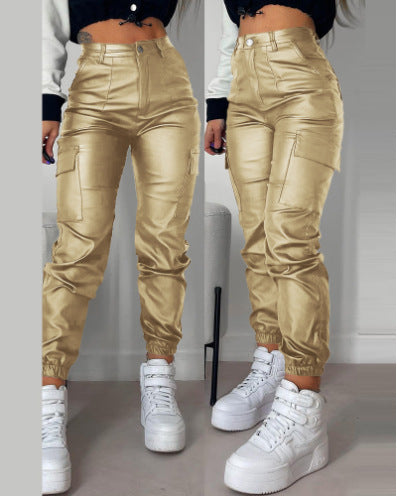 Cargo PU Casual Pants